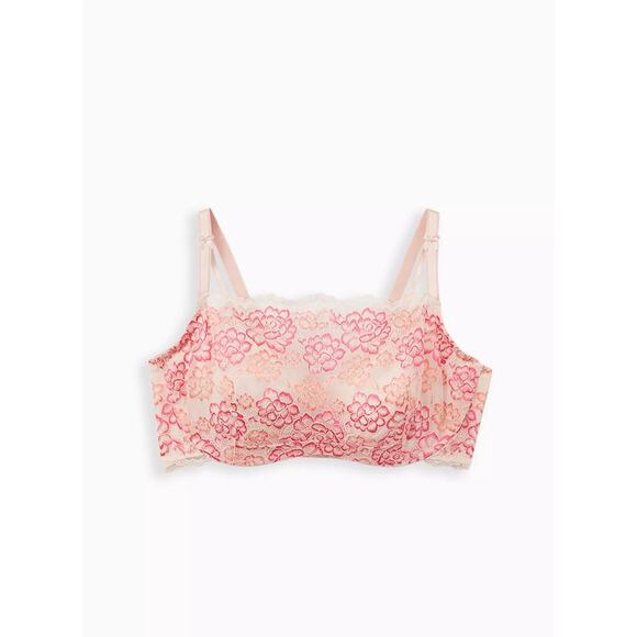 Torrid Bandeau Multiway Unlined Balconette Bra - Lace Pink 42DDD - Picture 2 of 9